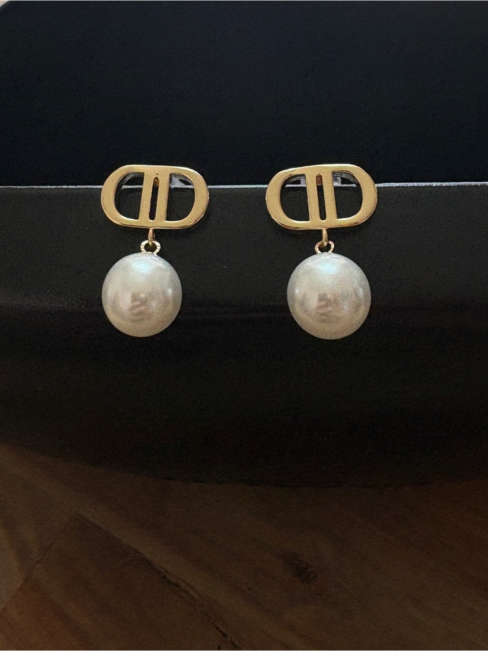 Gold-Tone Pearl Drop Earrings - Classic Elegance